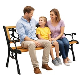 Ławka Ogrodowa Drewniana Metalowa Ławeczka Parkowa Ogrodowa z oparciem