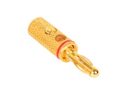 93-566# Wtyk banan złoty skręcany mały czerwony