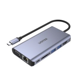 Hub USB-C UNITEK uHUB O8+ Szary Przewodowy