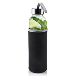 Butelka na Wodę MONDEX Szklana z Pokrowcem 490 ml Czarna Na Siłownię