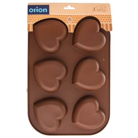 Forma do Muffinek Silikonowa Pomarańczowa Serce Solidna ORION 30 x 20,5 cm