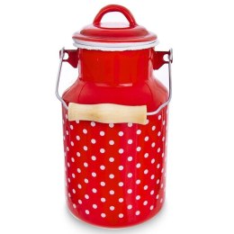 Kanka na Mleko ORION Emaliowana 2 L Czerwona w Grochy Retro z Pokrywką