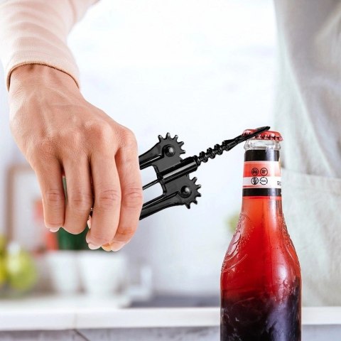 Korkociąg do Wina Metalowy Czarny 16 cm VILDE Wytrzymały Uniwersalny