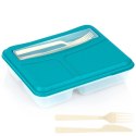 Pojemnik Lunchbox Dzielony 3 Komory 13L EXCELLENT Zestaw Sztućce 23 x 19 cm