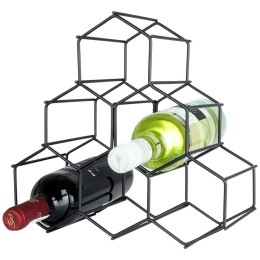 Stojak na Wino Metalowy Czarny 6 Butelek VILDE 29,5x28,5 cm