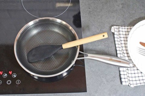 PATELNIA STALOWA Z POKRYWKĄ 30cm POWŁOKA PLASTER MIODU 5557