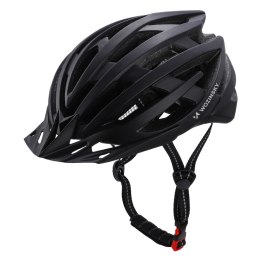 Kask rowerowy MTB z odpinanym daszkiem i tylną lampką USB 54-57 cm - czarny