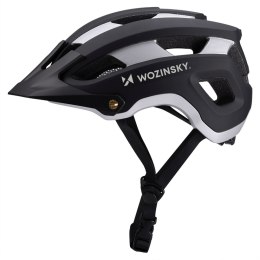 Kask rowerowy MTB z odpinanym daszkiem lekki 57-62 cm - czarno-srebrny