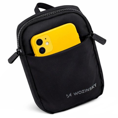 Mini saszetka na ramię wodoodporna dwukomorowa na telefon unisex - czarna