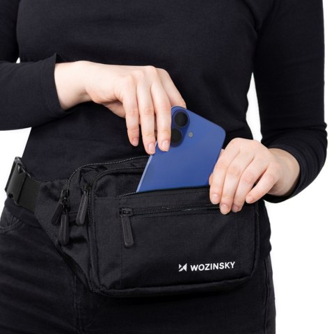 Saszetka nerka biodrowa na ramię unisex regulowany pasek wodoodporna - czarna