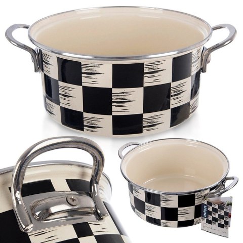 Garnek Emaliowany 3 L ORION SZACHOWNICA 22 cm Indukcja Zmywarka