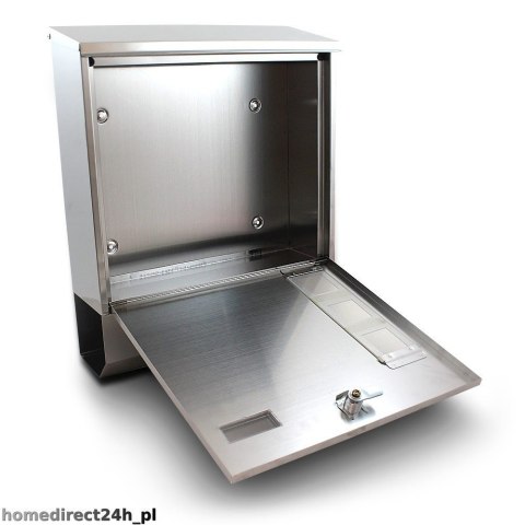 NOWOCZESNA METALICZNA SKRZYNKA POCZTOWA NA LISTY Z GAZETNIKIEM INOX