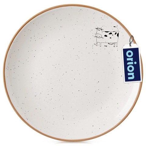 Talerz Deserowy Ceramiczny Beżowy 20 cm ORION Krowa Efektowny Dekor