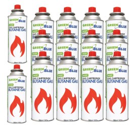 14x kartusz gazowy 227g GreenBlue. certyfikat: Pi 0875, zgodny z normą EN417, butan, zakres działania -10°c do+ 40°c, GB227
