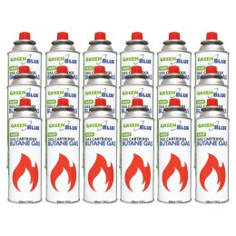 18x kartusz gazowy 227g GreenBlue. certyfikat: Pi 0875, zgodny z normą EN417, butan, zakres działania -10°c do+ 40°c, GB227
