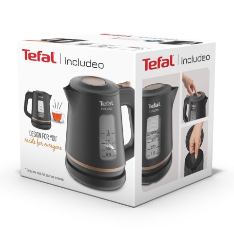 Czajnik elektryczny Tefal Includeo KI5338 1L 2400W Czarny