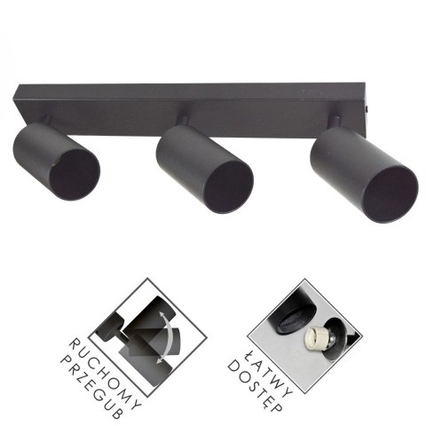 Lampa spotlight FILO 3xGU10 czarna.