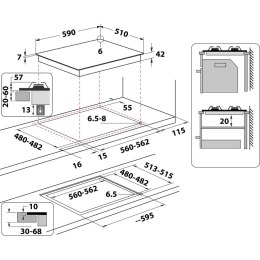 Whirlpool AKTL 629/NB1 płyta kuchenna Czarny Wbudowany 59 cm Gaz 4 stref(y)