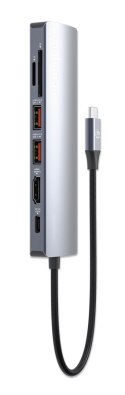 Manhattan 153966 stacja dokująca Przewodowa USB 3.2 Gen 2 (3.1 Gen 2) Type-C Srebrny