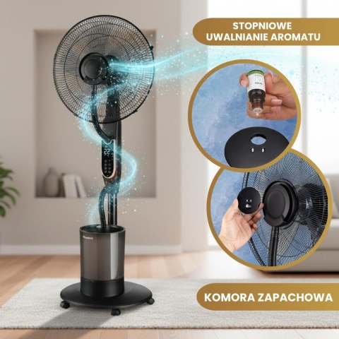 Wentylator mgiełkowy z nawilżaczem, led, z pilotem, klausberg, kb-9043
