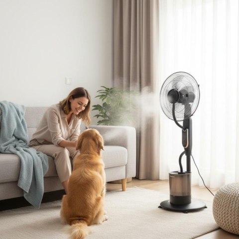 Wentylator mgiełkowy z nawilżaczem, led, z pilotem, klausberg, kb-9043