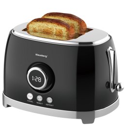Toster na 2 kromki, czarny, retro, wyświetlacz led, klausberg
