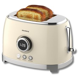Toster na 2 kromki, beżowy, retro, wyświetlacz led, klausberg