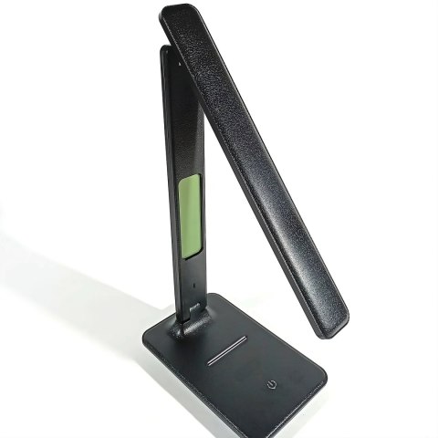 Lampka led biurkowa regulowana szkolna biurko wyświetlacz lcd ładowanie usb -czarna e146-2 skórzany wzór z 1 przyciskiem