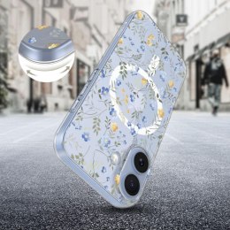 Etui ochronne na iPhone 17 FlexAir MagSafe - stokrotki z liśćmi