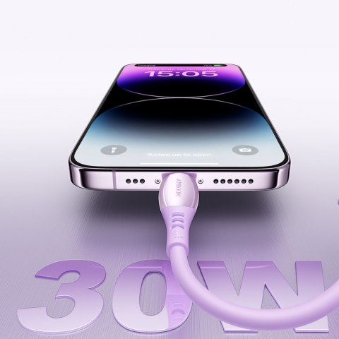 Kabel przewód USB-C - iPhone Lightning Vibrant Series 30W 1.2m - fioletowy
