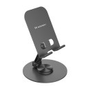 Podstawka stojak obrotowy metalowy pod telefon tablet - szary
