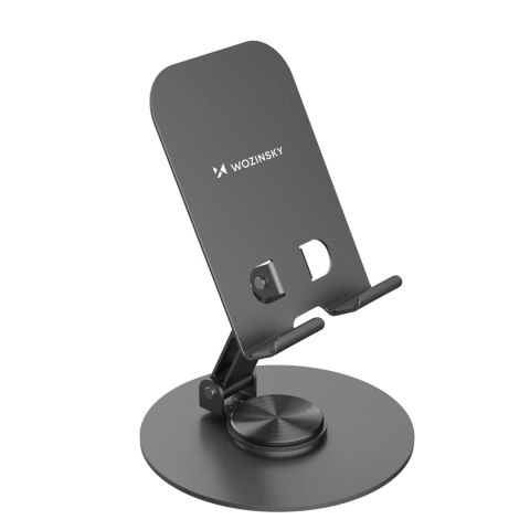 Podstawka stojak obrotowy metalowy pod telefon tablet - szary