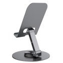 Podstawka stojak obrotowy metalowy pod telefon tablet - szary