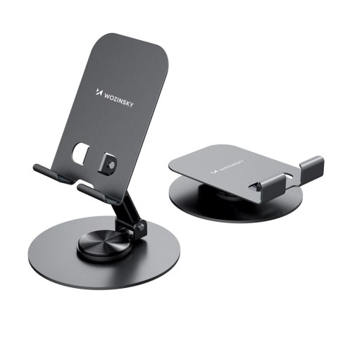Podstawka stojak obrotowy metalowy pod telefon tablet - szary