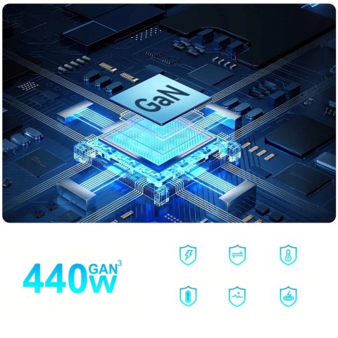 Stacja ładująca biurkowa 3x USB-A 5x USB-C GaN QC3 440W - czarna