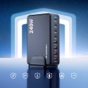 Stacja ładująca biurkowa 4x USB-A 4x USB-C GaN QC3 240W - czarna