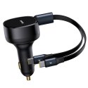 Ładowarka samochodowa 2w1 z dwoma przewodami USB-C 33W - czarna