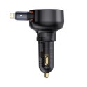 Ładowarka samochodowa USB-A ze zwijanym kablem iPhone Lightning 55W - czarna