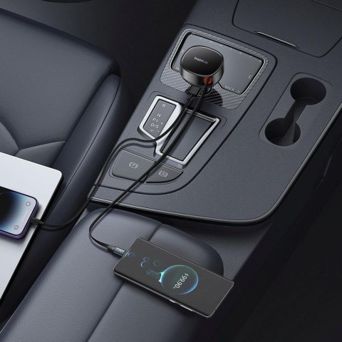 Ładowarka samochodowa USB-A ze zwijanym kablem iPhone Lightning 55W - czarna