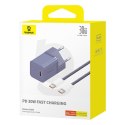Ładowarka sieciowa USB-C GaN5 30W z kablem USB-C 100W 1m - fioletowa