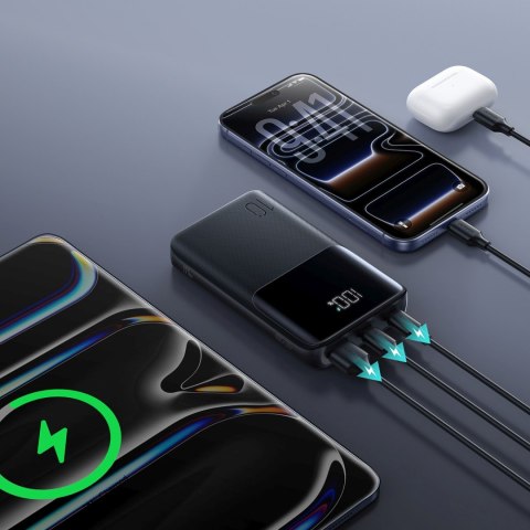 Powerbank 10000mAh 22.5W USB-A USB-C z wyświetlaczem JR-QP191 Mini - czarny