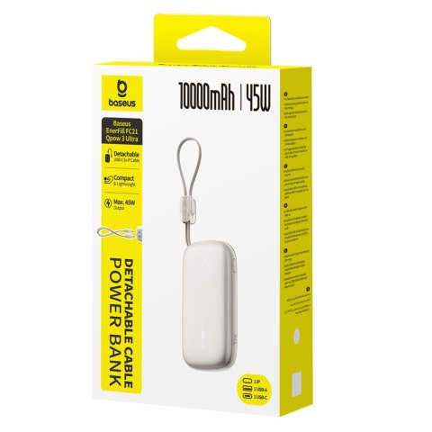 Powerbank 10000mAh 45W FC21 Qpow 3 Ultra z wyświetlaczem kablem USB-C iPhone Lightning - tytanowy