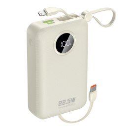 Powerbank K14+ 20000mAh 22.5W USB-C USB-A z wbudowanymi kablami iPhone Lightning USB-C - biały