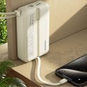 Powerbank K14+ 20000mAh 22.5W USB-C USB-A z wbudowanymi kablami iPhone Lightning USB-C - biały