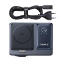 Stacja ładująca 5w1 USB-A UAB-C z wyświetlaczem zwijanym kablem 140W Qi2 - czarna