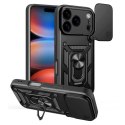 Etui pancerne z podstawką i osłoną aparatu na iPhone 17 Pro Hybrid Armor Camshield - czarny