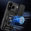 Etui pancerne z podstawką i osłoną aparatu na iPhone 17 Pro Hybrid Armor Camshield - czarny