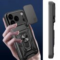 Etui pancerne z podstawką i osłoną aparatu na iPhone 17 Pro Hybrid Armor Camshield - czarny