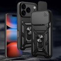 Etui pancerne z podstawką i osłoną aparatu na iPhone 17 Pro Hybrid Armor Camshield - czarny
