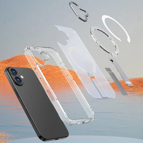 Etui pokrowiec z podstawką na iPhone 17 Hybrid Armor X MagSafe - przezroczysty